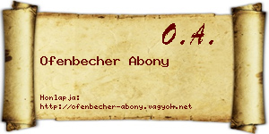 Ofenbecher Abony névjegykártya